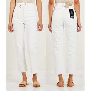 NWT THRILLS Paige High Waisted Raw Hem Cropped Jeans Optic White Women's Size 26